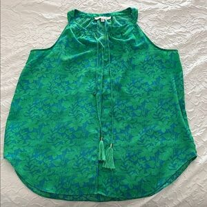 Rose & Olive Teal Floral Sleeveless Blouse